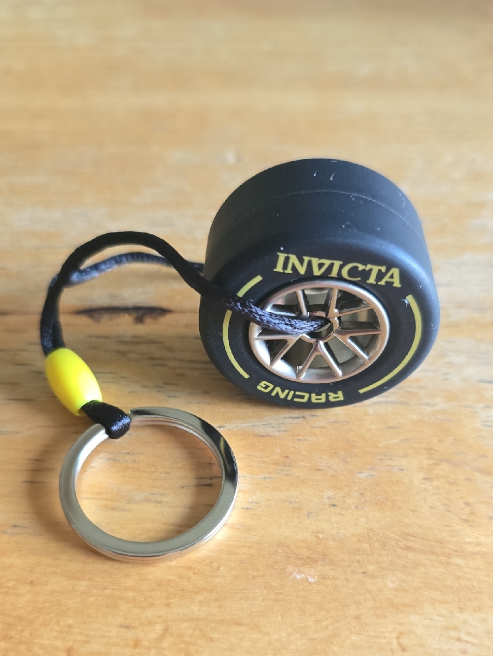 Invicta Black and Yellow Racing Tire Keychain